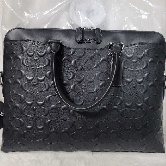 NWT COACH RARE SIGNATURE LEATHER DESIGNER BUSINESS BAG laptop computer Atache - Picture 11 of 14